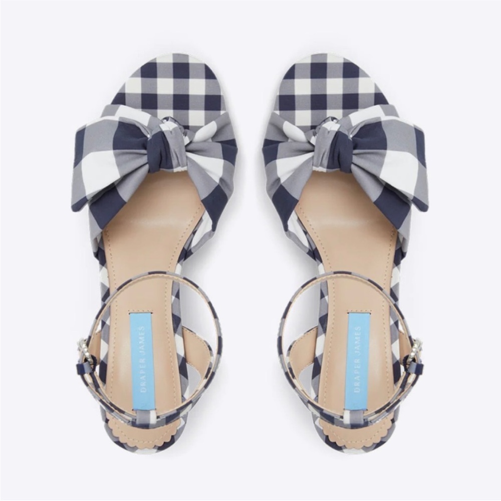 Draper James Gingham Devon Heels with Ankle Strap